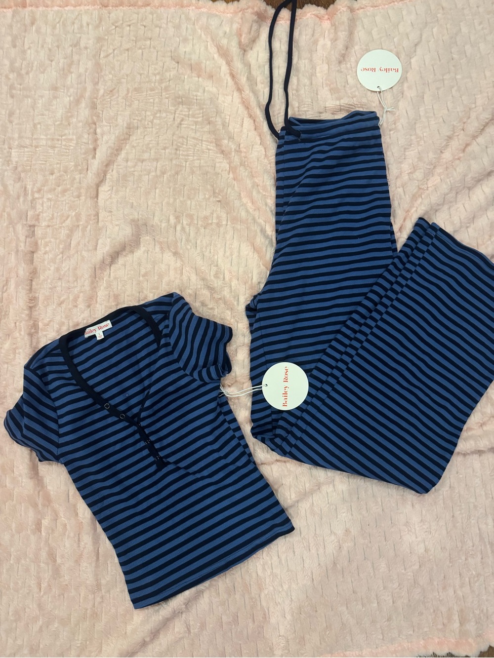 Blue & Black Striped Women’s Loungewear Set